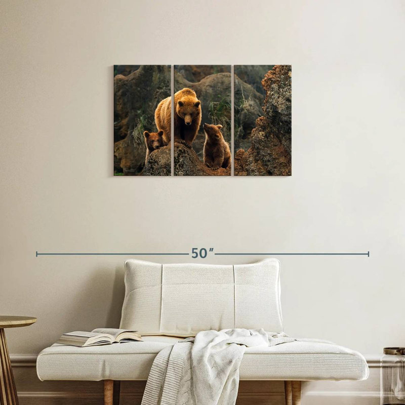 Bear And Cubs, 20" H x 33" W