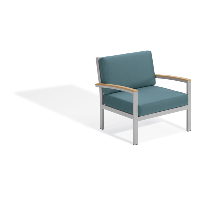 Travira Patio Chair with Cushions, Ice Blue, Tekwood Natural