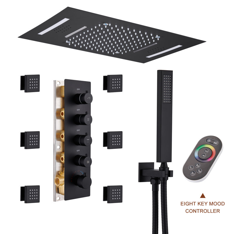 AquaRhapsody Luxury Complete Shower System with Bluetooth Music and LED, Chrome