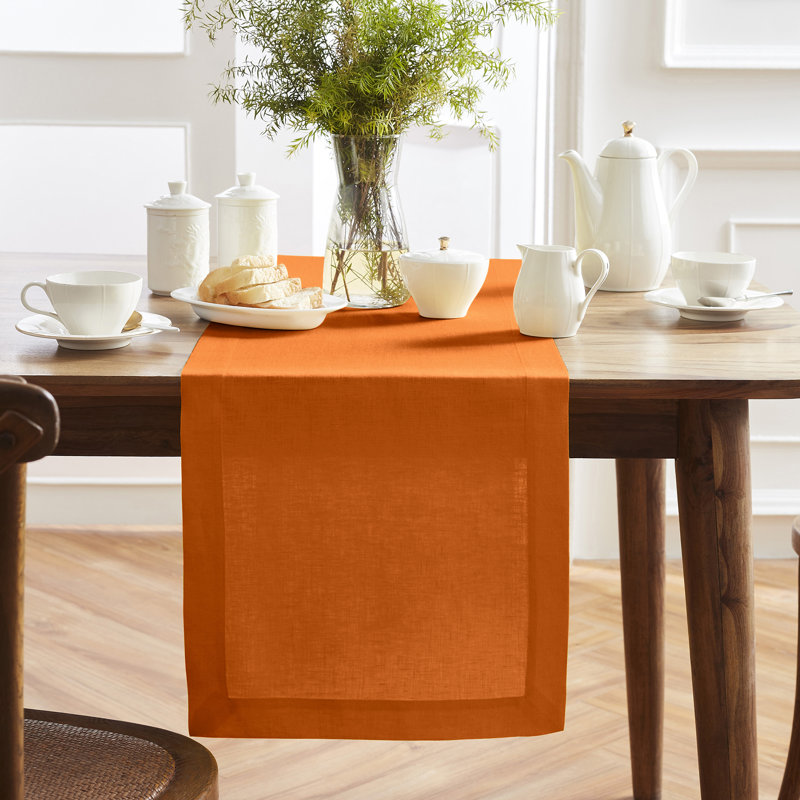 Sonoma - 100% Pure Linen Table Runner (Pre-Washed), 48" x 14", Pumpkin