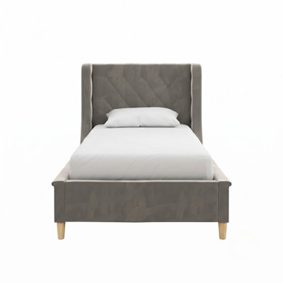Lit plateforme tapissier en velours