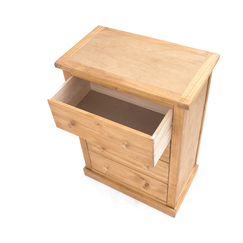 70 cm W Chest of 4 Drawers, Waxed