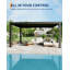Pergolas extérieures en aluminium 12 x 16 pi avec toit à persiennes réglable, système de drainage intégré-126485844