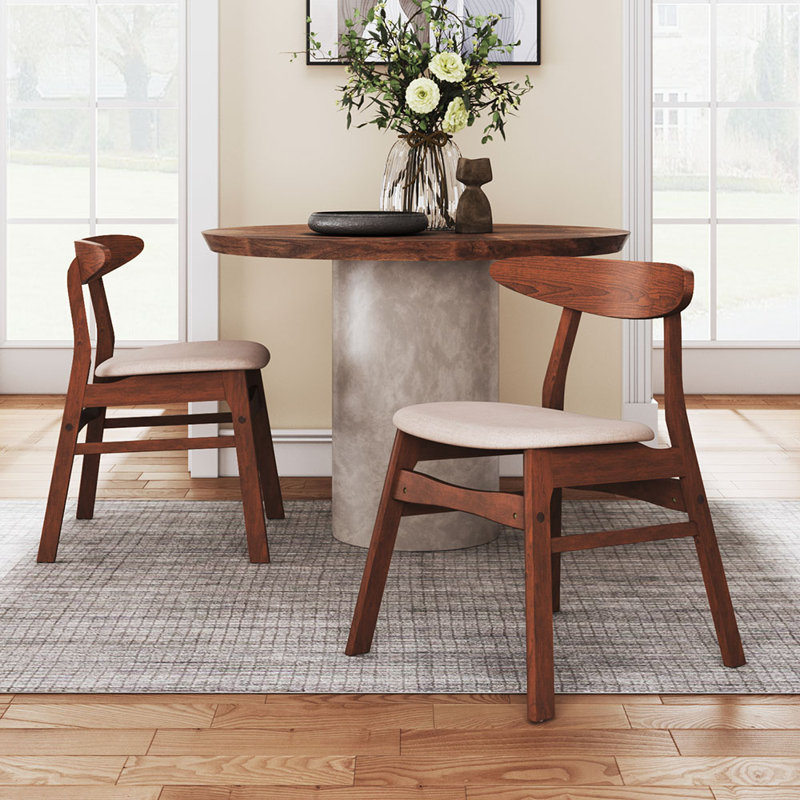 47 cm H Upholstered Linen Dining Chair, Beige