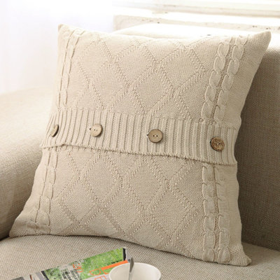Housse de coussin en tricot pour boutons