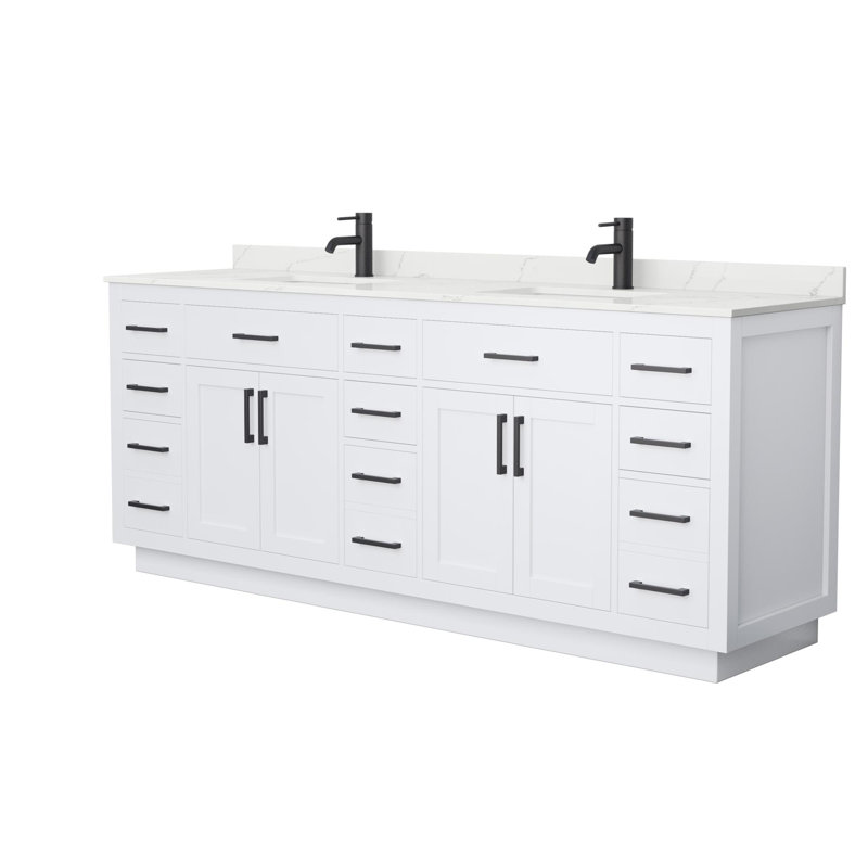 Beckett TK 84'' W Vanity, 8" Center, Brushed Nickel, Giotto Quartz
