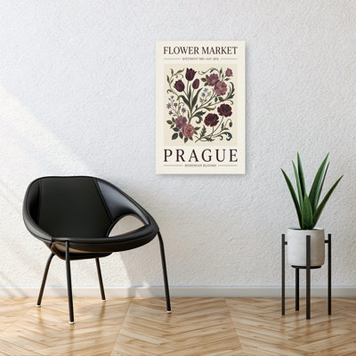 Bohemian Blooms Prague Elegant Vintage Abstract Poppy Rose Tulip Flower Landscape Wall Art Print 1 Piece Wrapped Canvas Wall Art