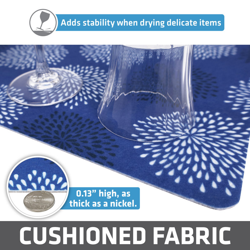 Premium Luxury Shelf & Drawer Liner, Thick Cushioned Fabric, Absorbent, Waterproof, Slip-Resistant, Non-Adhesive, Liners for Kitchen Cabinets, Cupboards (Medicine Blue) (12”x59”) (USA Made)