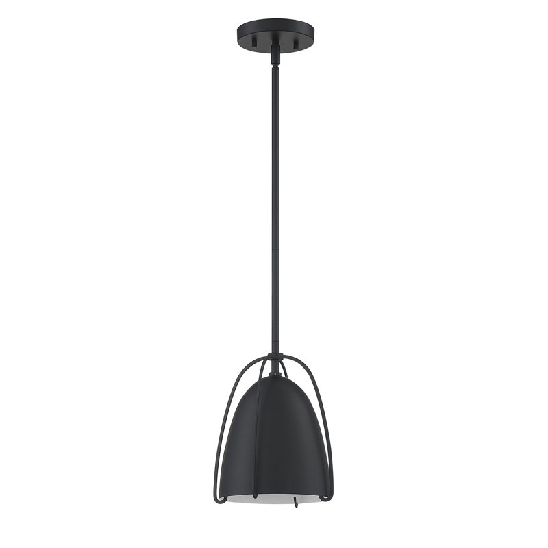Luminaire suspendu en laiton 1 lumière, Noir, H 49 po x l 8 po x P 8 po, Noir