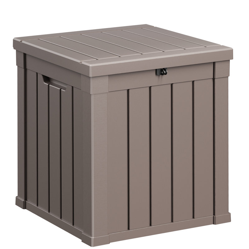 Coffre de terrasse en résine 50 gallons avec couvercle, Brun