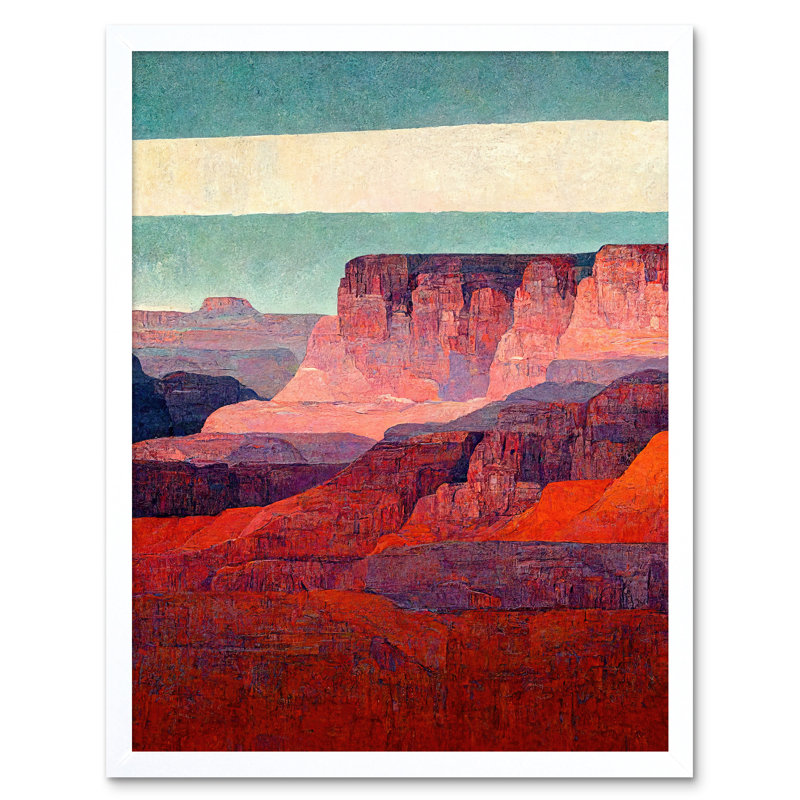 Modern Abstract Grand Canyon Style Arizona - Print, 43cm H x 33cm W, White Framed Paper
