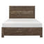 Grand lit en bois brun rustique avec tête de lit et rails --855209069-855209068