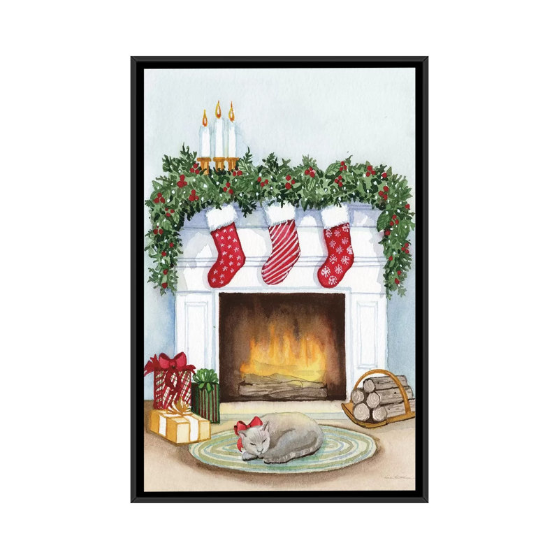 « night before christmas v », impression sur toile, H 26 po x l 18 po x P 1,5 po, Toile avec cadre flottant noir