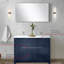 Meuble-lavabo double bleu marine 48 po L 20 po x P 20 po, surface en quartz blanc, robinet en nickel brossé, miroir 43 po et teinté - meuble-lavabo P 48 po, comptoir, grattoir 43 po - fabrication
