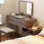 Ensemble de table de maquillage moderne en bois massif avec miroir et tiroirs
