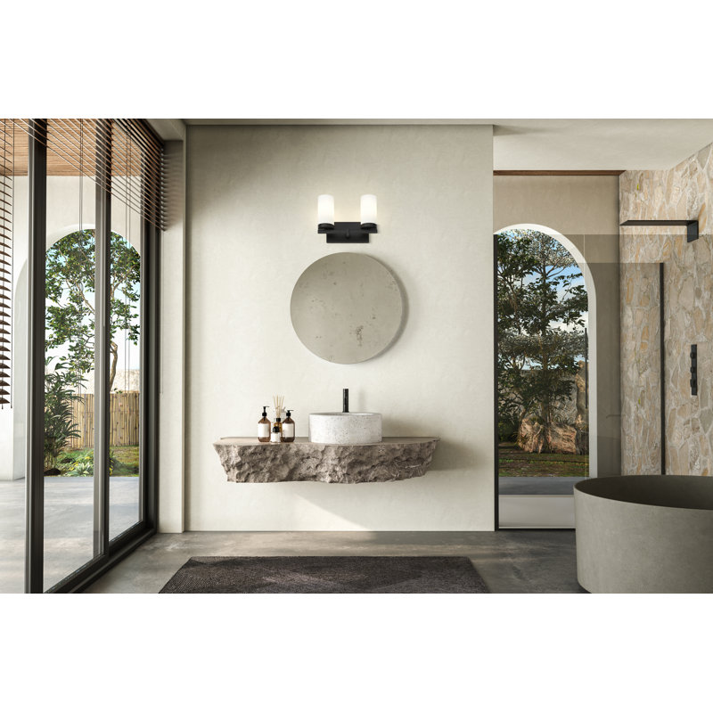 Meuble-lavabo 2 lumières Avers, Noir mat