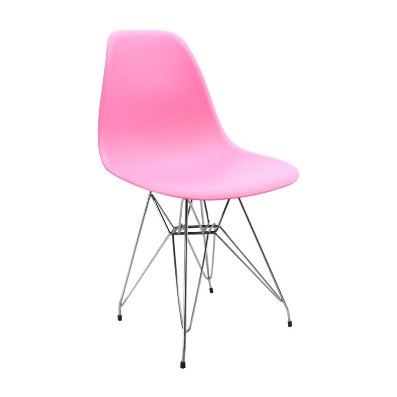 Chaise Eiffel avec base chromée, Rose, 1