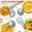 Ensemble d'ustensiles de cuisine 16 pièces, ensemble d'ustensiles de cuisine en acier inoxydable 304, accessoires de cuisine en métal, comprend une louche à soupe, une cuillère écumoire, une cuillère à spaghetti et une spatule, va au lave-vaisselle