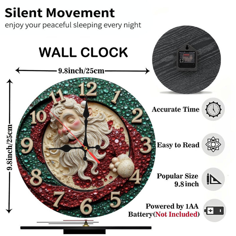 Noël-Horloge-chiffres-Père-Visage