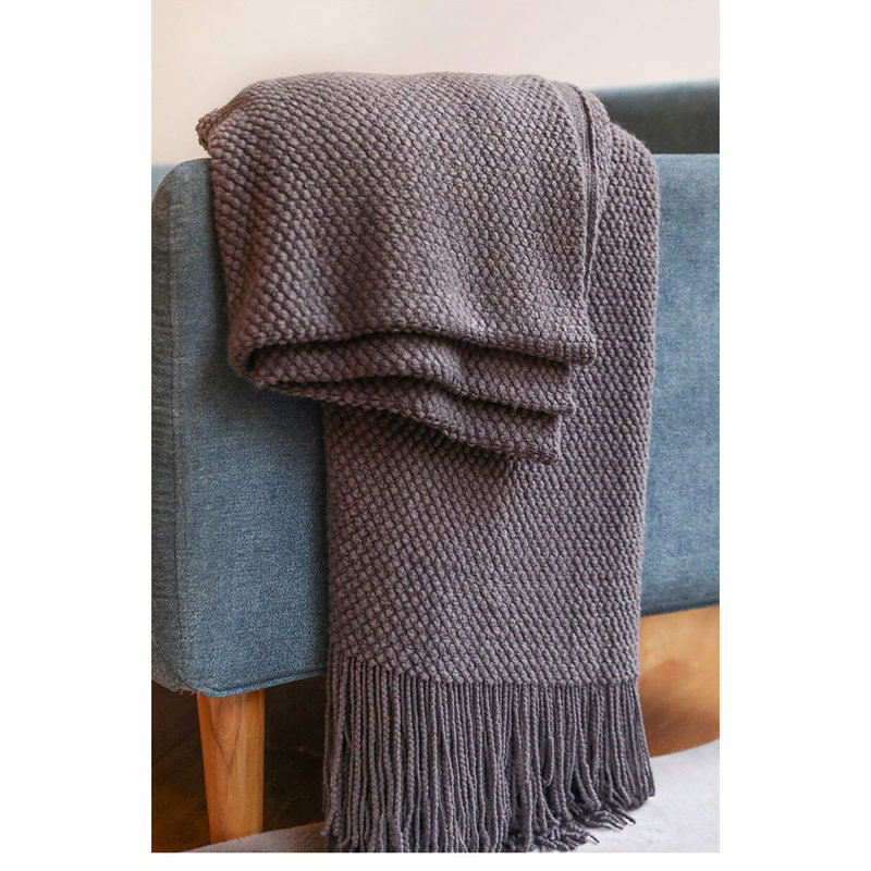 Knitted Throw Blanket, Gray