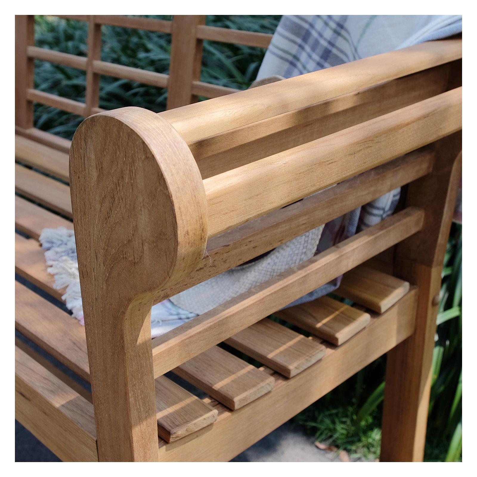 Bea Teak Outdoor Bench, 41" H x 65.75" W x 23.5" D