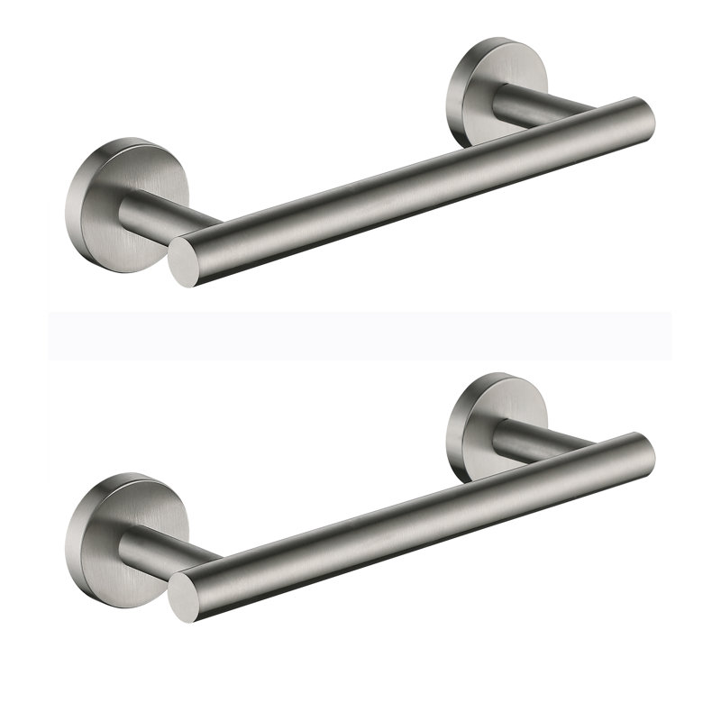 2-Pack Stainless Steel 9 in. Wall Mounted Single Towel Bar, Brushed Nickel