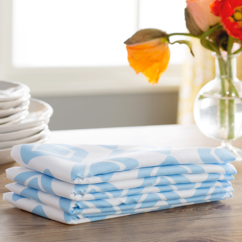 Ferrier Polyester Geometric Square Napkin, Light Blue
