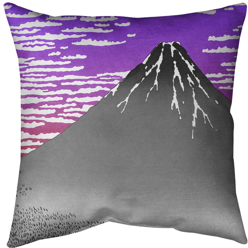 Coussin Katsushika Hokusai, 20 po x 20 po, Mauve / ciel rose, Faux lin