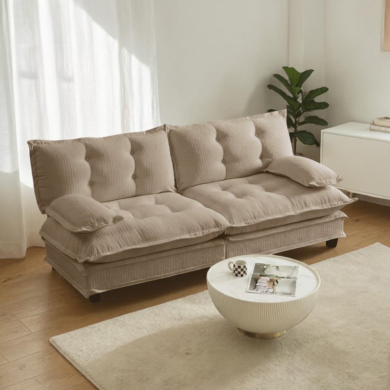 Causeuse en chenille de 77 po Geneveve, canapé modulaire avec coussin en mousse compressée, pour salon, chambre à coucher et appartement