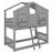 Twin-Over-Twin House-Themed Bunk Bed Complete With Roof, Window, Window Box, Door, Safety Rails, And Ladder-1782121892
