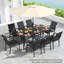 Table de salle à manger rectangulaire 76 po x 36 po avec trou pour parasol et balcon de jardin