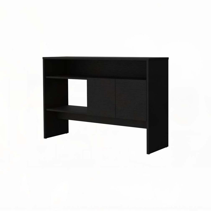 Black Console Table with Two Doors, Black