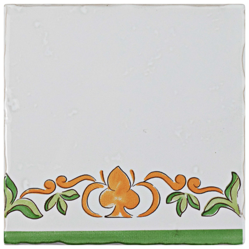 Novecento Tira Paterna 5.13" x 5.13" Ceramic Decorative Accent Tile in Green/Orange