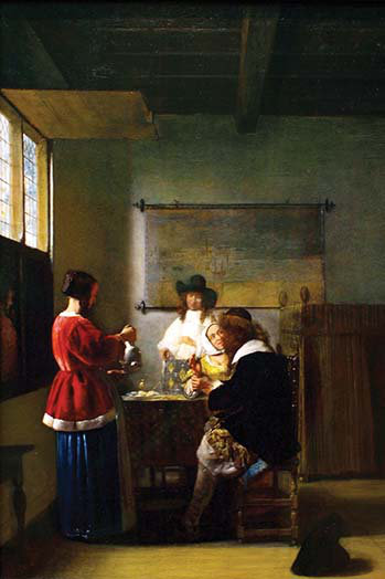 « the visit » par pieter de hooch-impression, H 36 po x l 24 po x P 1,5 po