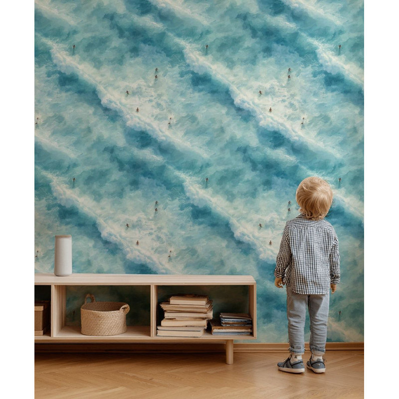 Adhésif mural nageur amovible "Swimmers Blue Water"