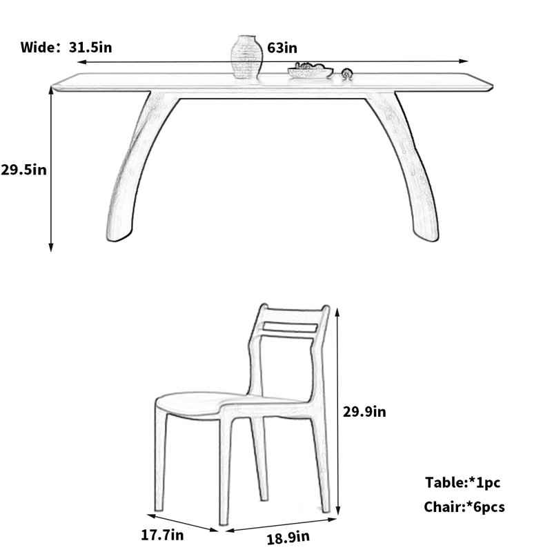 6 - Person Double Pedestal Dining Set, 29.5"H x 63"L x 31.5"W