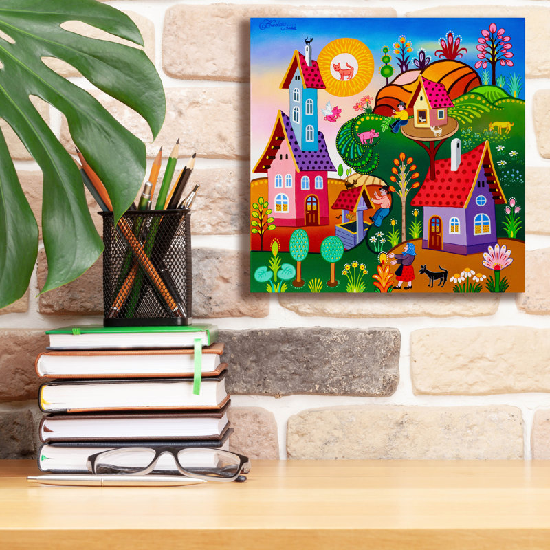  «Cat Sun» par Koday, art mural sur toile, 12 po x 12 po, H 12 po x l 12 po