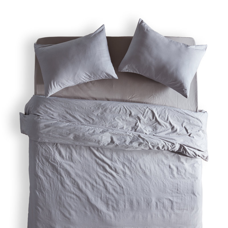 Cotton Twill Duvet Cover, Gull Gray, King Duvet Cover + 2 Shams