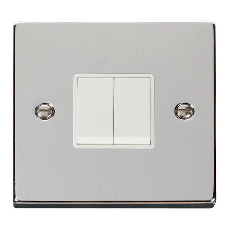 Polished Chrome 10A 2 Gang 2 Way Light Switch