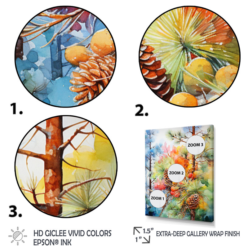 «Pine Tree Autumn Symphony II», reproduction sur toile, Cadre flottant noir, H 20 po x l 12 po x P 1 po
