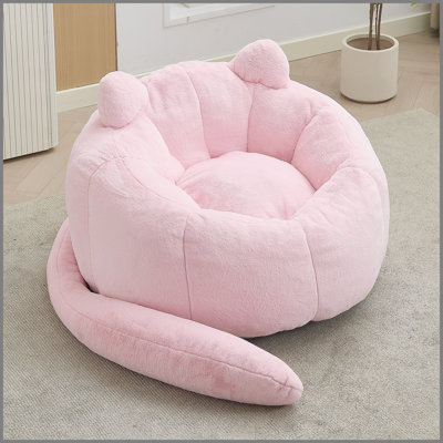 Cat-shaped sofa with long tai Adult bean bag sofa with without installation Suitable for various environments such as living room, bedroom, etc. Relax and enjoy life,pink