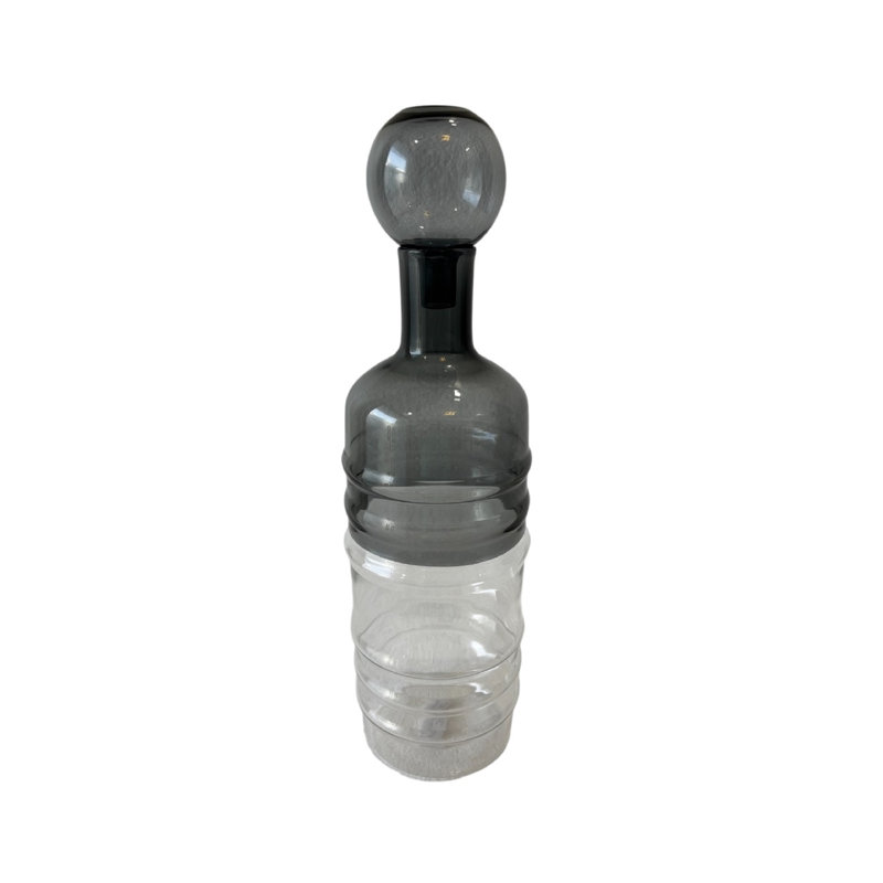 Decorative Glass Bottle Vase Dia 4.5" Clear & Gray