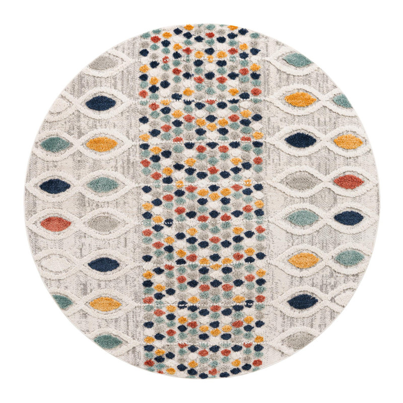 Enciso Geometric Asheville Area Rug, Round 7'
