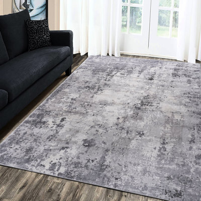 Tapis 5X7 gris - non délestable, teint, décorant la chambre à coucher, le salon, la salle à manger, le bureau personnel, une façon élégante et abstraite de donner une touche spéciale à la décoration