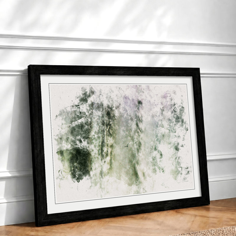 Bird Flying by the Waterfall Watercolour - Picture Frame Graphic Art Print, 36cm H x 48cm W x 2cm D, Black Framed