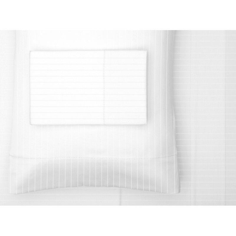 Cotton Blend Twill Striped Sheet Set, King Sheet Set with 2 Pillowcases, White