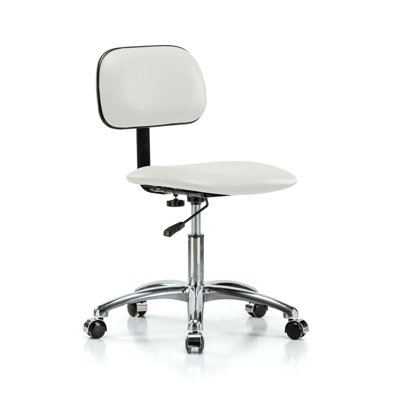 PERCH Chrome Lab Chair with Adjustable Backrest | Desk Height 17-22"