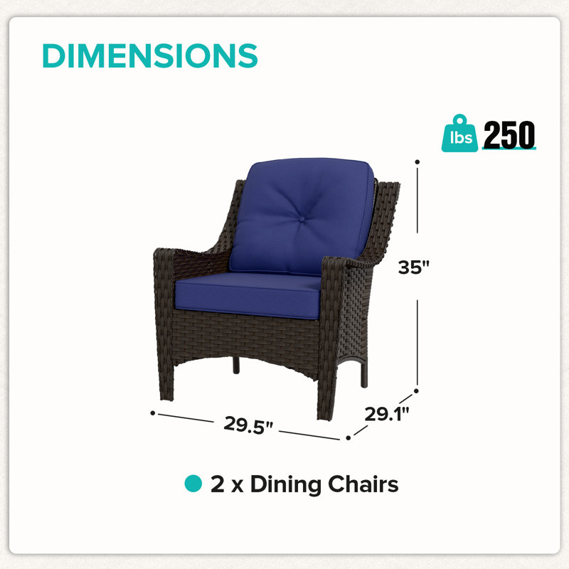 Polyethylene (PE) Wicker Outdoor Club Chair Lounge Chair, Dark Blue