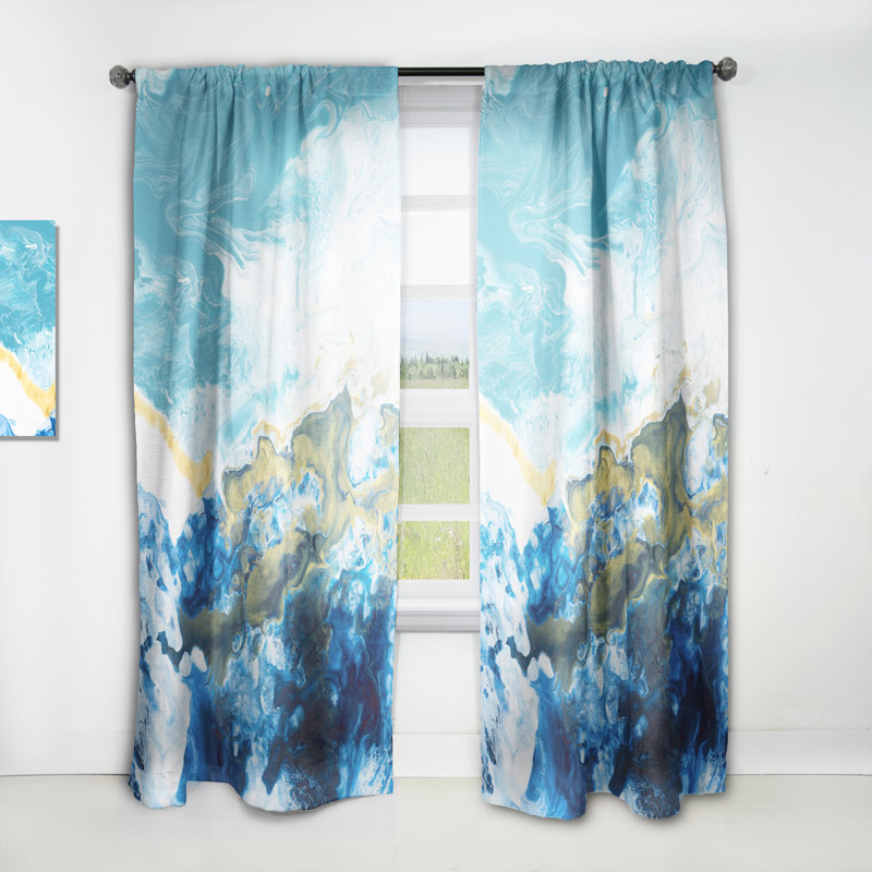 «Blue Art» liquide et bleu IV - rideau moderne - obscurcissant - 1 panneau, L 52 po x L 120 po