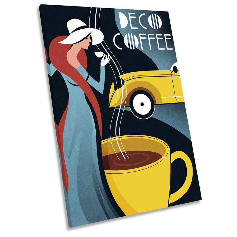 Art Deco Coffee Retro Picture - Wrapped Canvas Art Prints, 76.2cm H x 50.8cm W x 2cm D